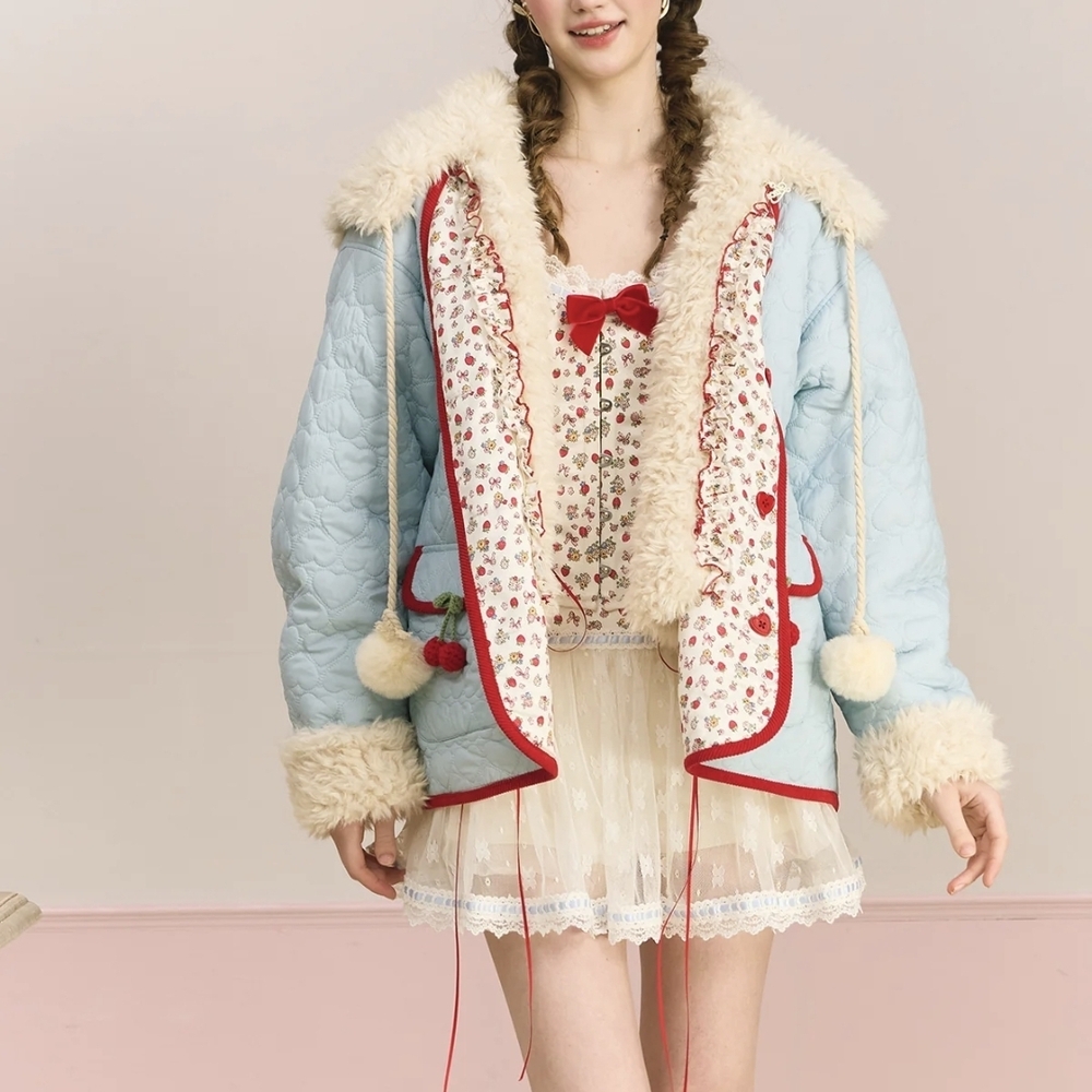Lacemade Baby Blue Quilted Puffer Jacket Cute